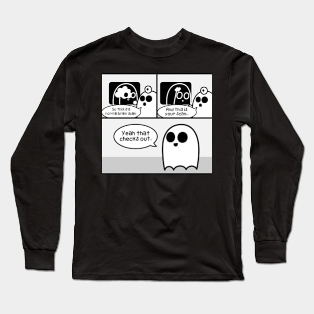 Brain Damage Ghost Comic Long Sleeve T-Shirt by JadedOddity